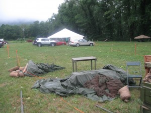 What was left of the camp on Saturday Morning